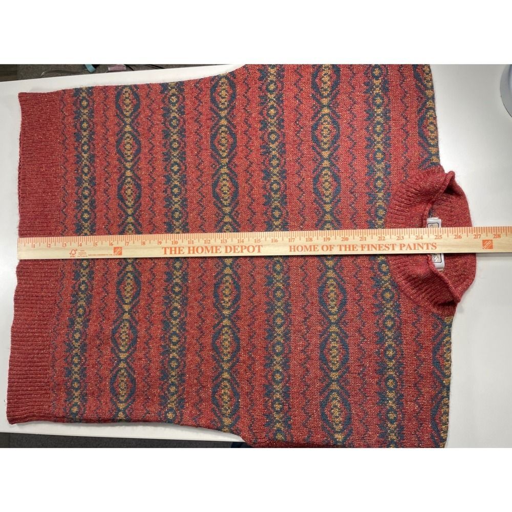Silk Angora Stone Canyon Sweater W/ L Red Fair Isle Mock Neck excellent vintage - Picture 9 of 12